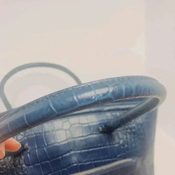 Halogen Blue Faux Crocodile Handbag - Picture 9 of 11